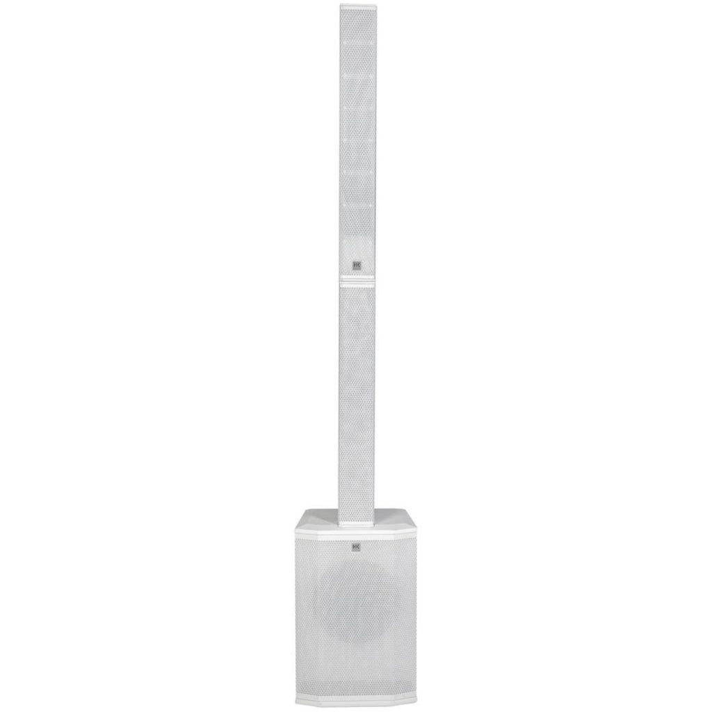 HK Audio POLAR 10 MK2 active column speaker with sleek black design and control panel, showcasing its modern audio equipment features.