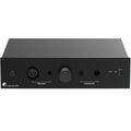 Pro-Ject Head Box S3 B headphone amplifier and DAC with sleek black design and front panel controls.