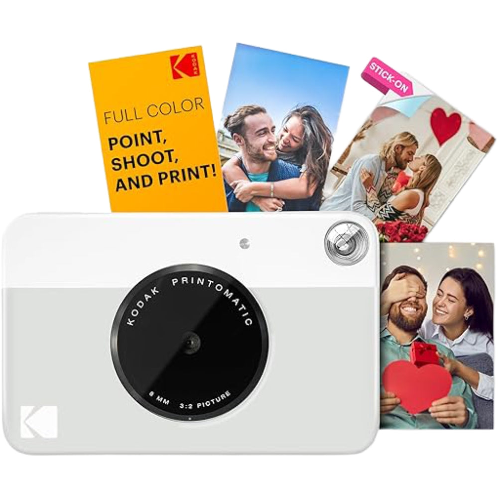 Kodak Printomatic instant camera with compact design, black body, and viewfinder for quick, easy photo printing.