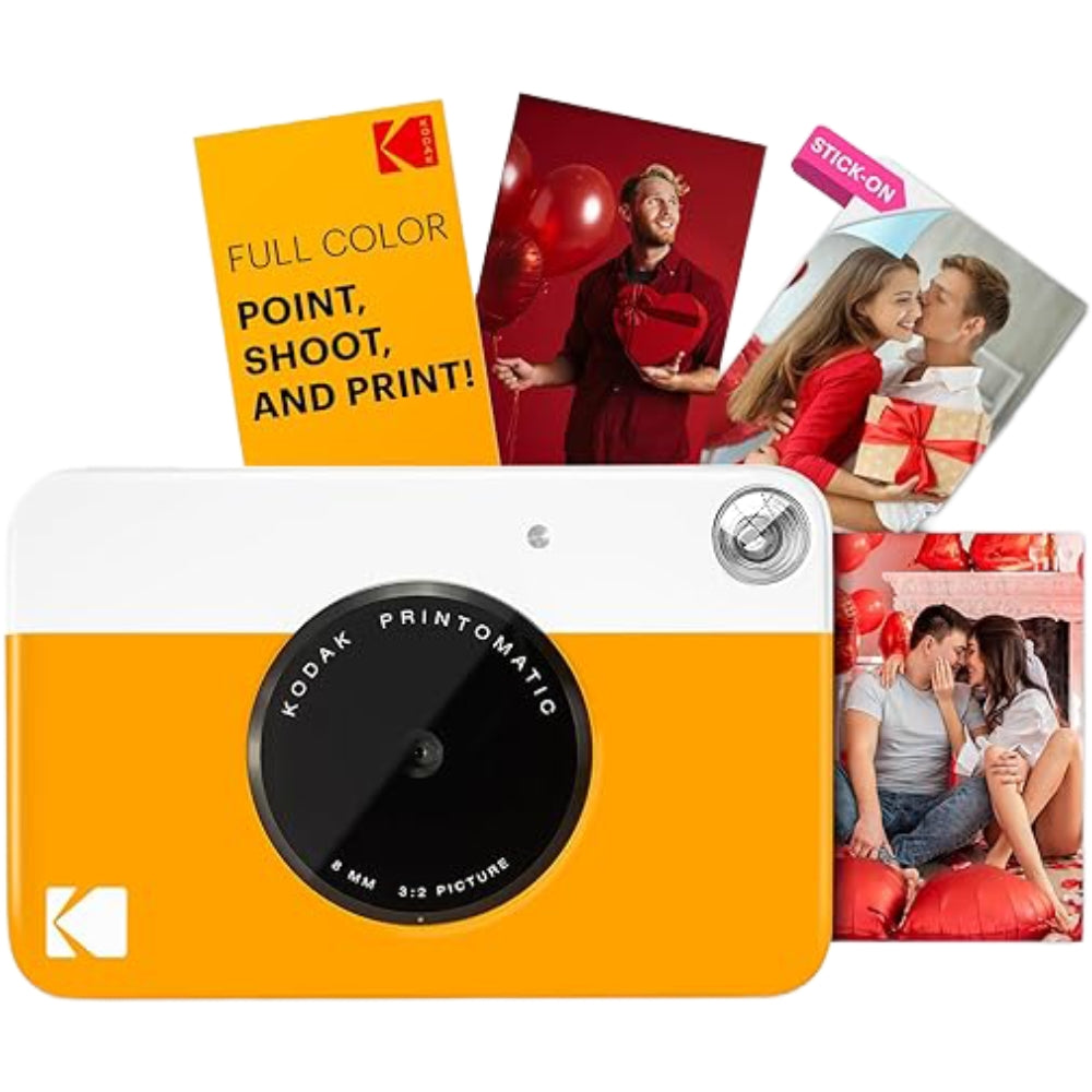 Kodak Printomatic instant and compact camera with black body and lens, ready to take colorful instant photos.