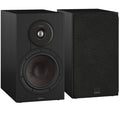 DALI Sonik 3 passive bookshelf speakers shown with black enclosures and drivers, ideal for compact home audio setups.