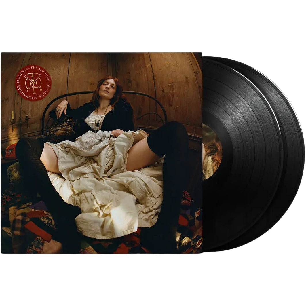 Black vinyl double LP of Florence + the Machine's Everybody Scream album, Polydor Records, featuring rock, indie, and pop music.