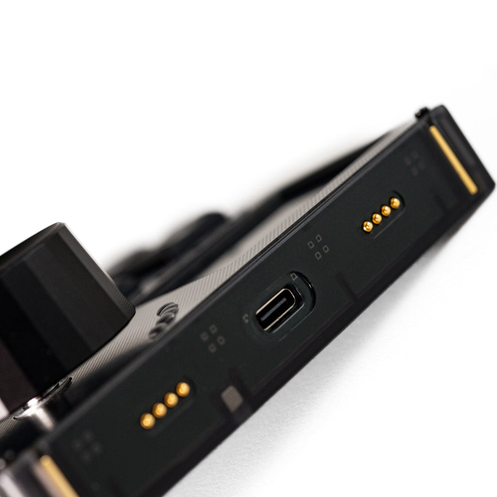 Close-up of Intech Studio VSN1 Series 3 MIDI controller with knobs and buttons, showcasing its sleek design and control surface.