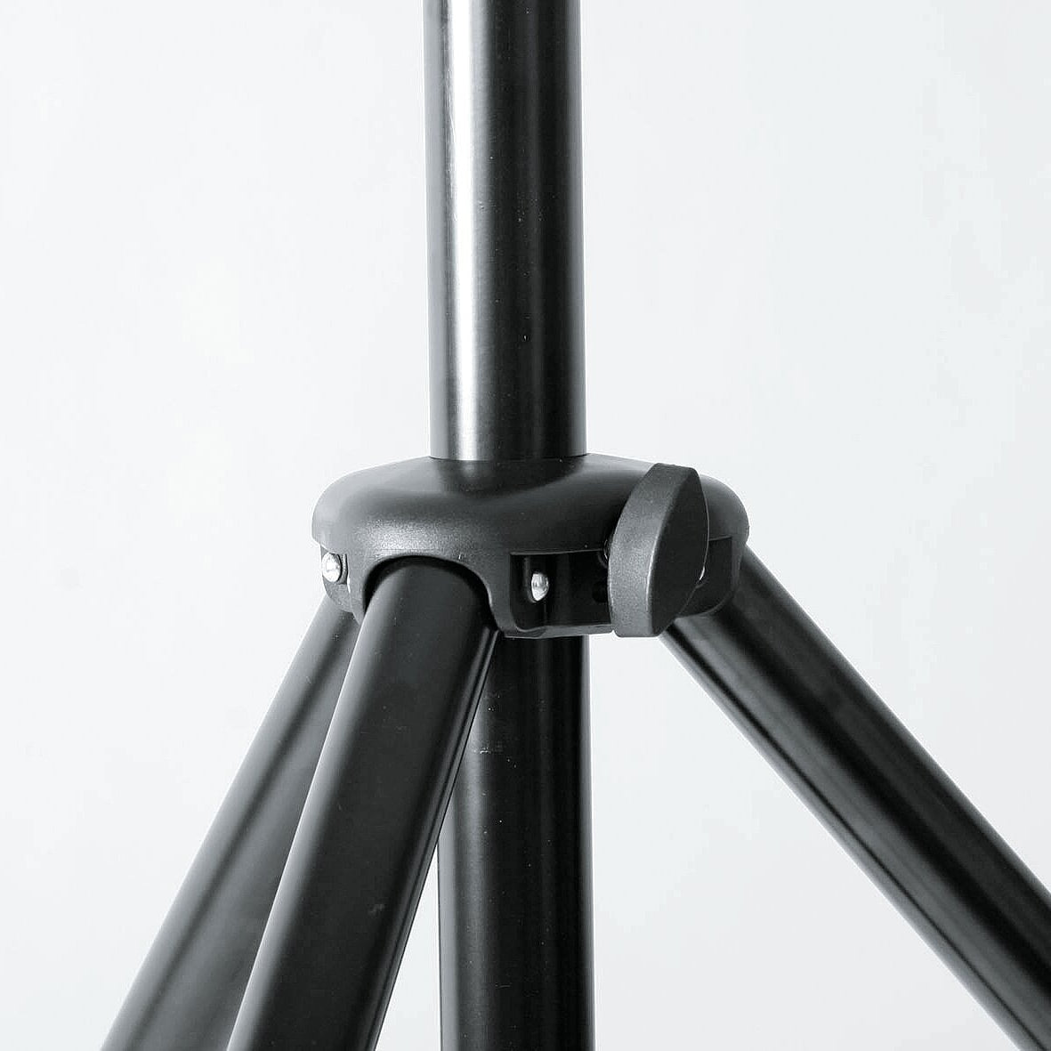 K&M 21435 PA speaker stands with adjustable height and sturdy construction, ideal for professional audio setups.