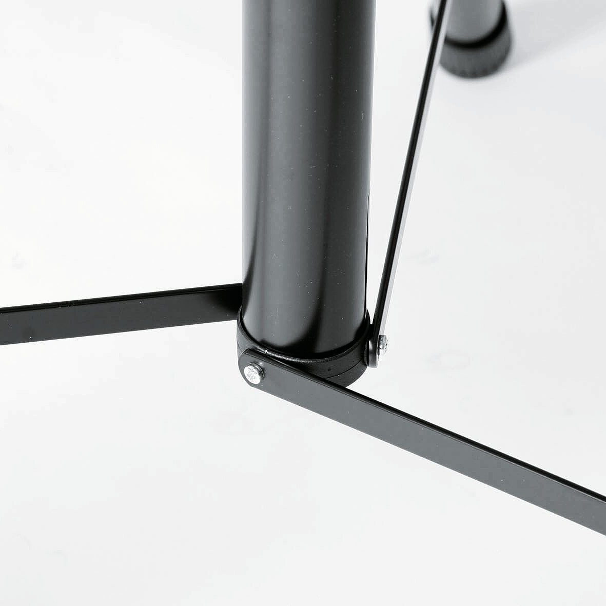 K&M 21436 PA speaker stands with adjustable height and sturdy tripod design for stable support at events.