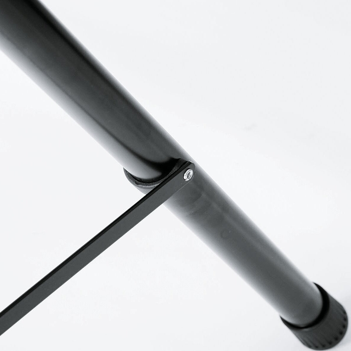 K&M 21436 PA speaker stands with adjustable height and sturdy metal construction for professional audio setup.