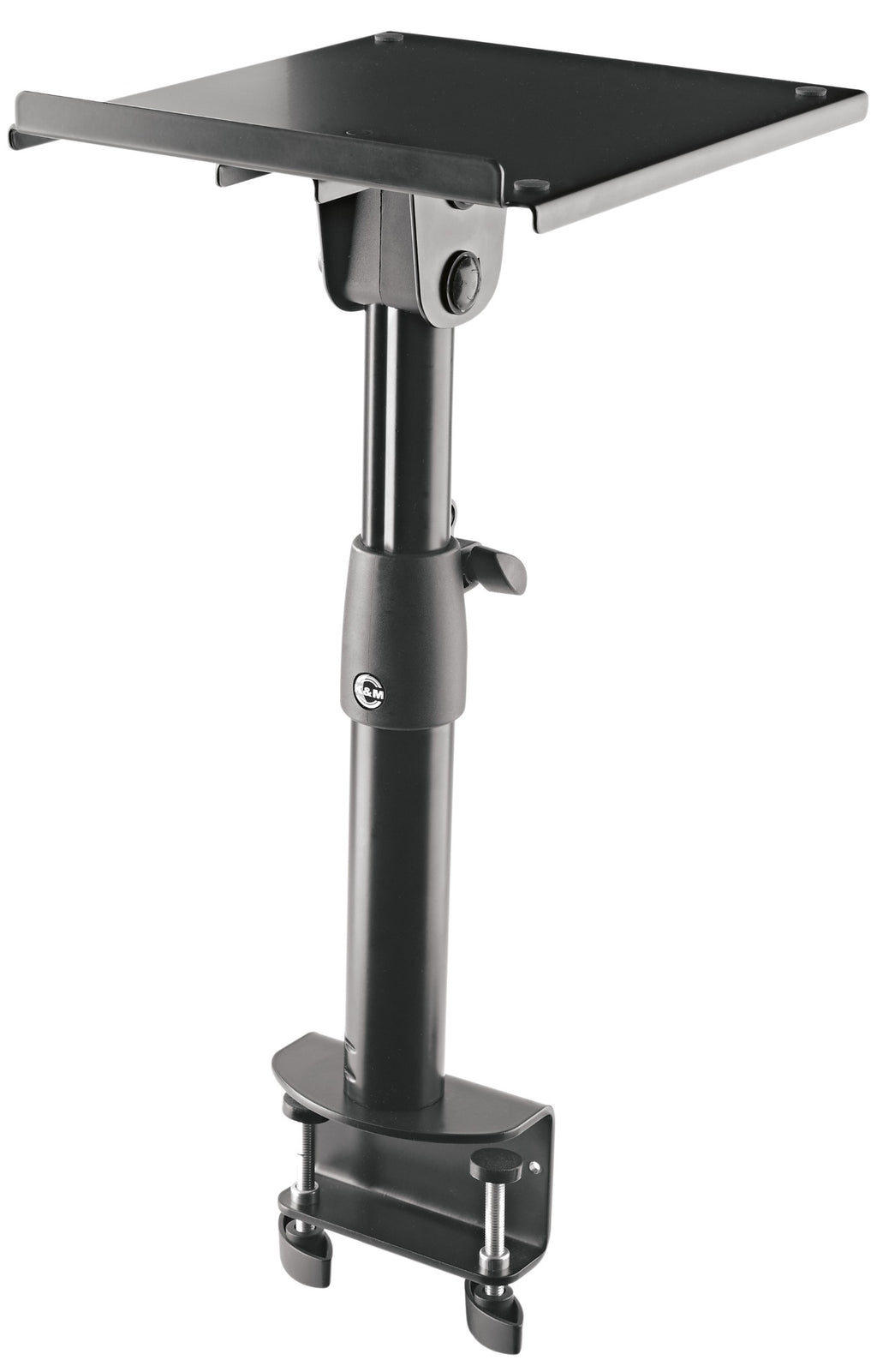 K&M 26778 studio monitor stands with adjustable height and sturdy design for audio monitoring setups