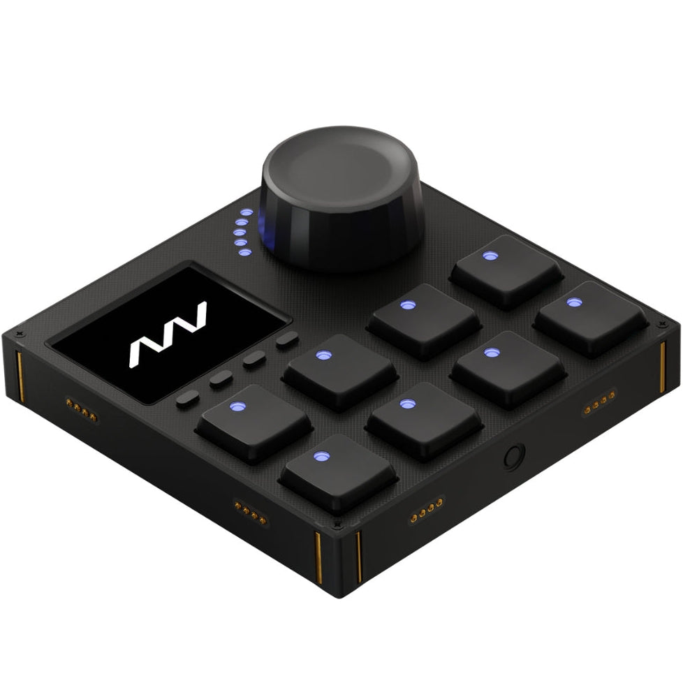 Intech Studio VSN1 Series 3 MIDI controller with knobs, buttons, and sliders for music production and digital audio control.