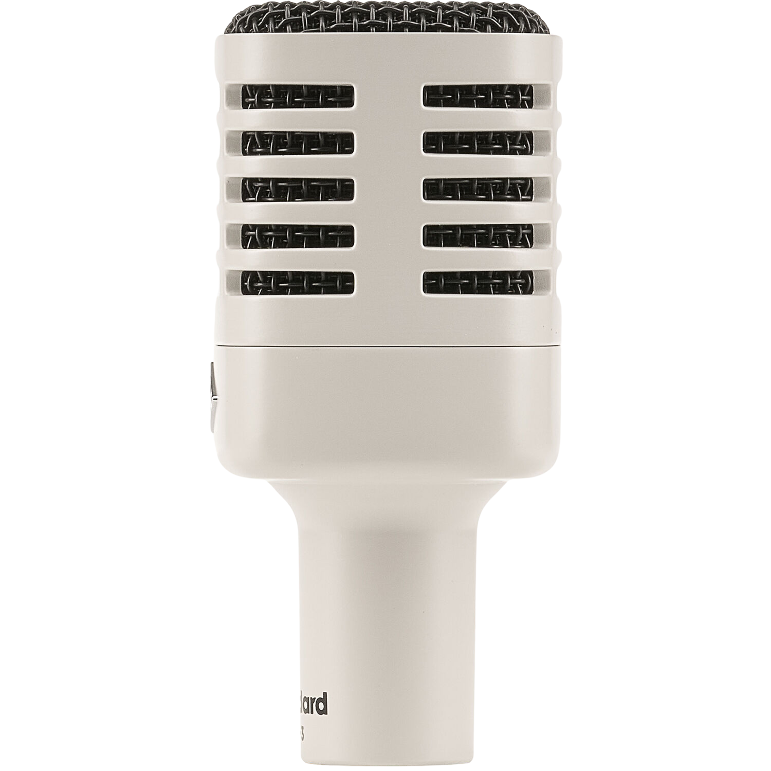 Universal Audio SD-3 dynamic microphone shown with its sleek black body and grille, designed for professional audio recording.