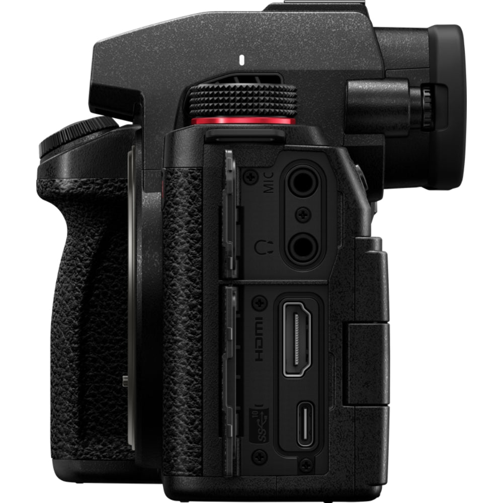 Panasonic Lumix S5M2 video camera with compact design and professional controls, ideal for high-quality filming.