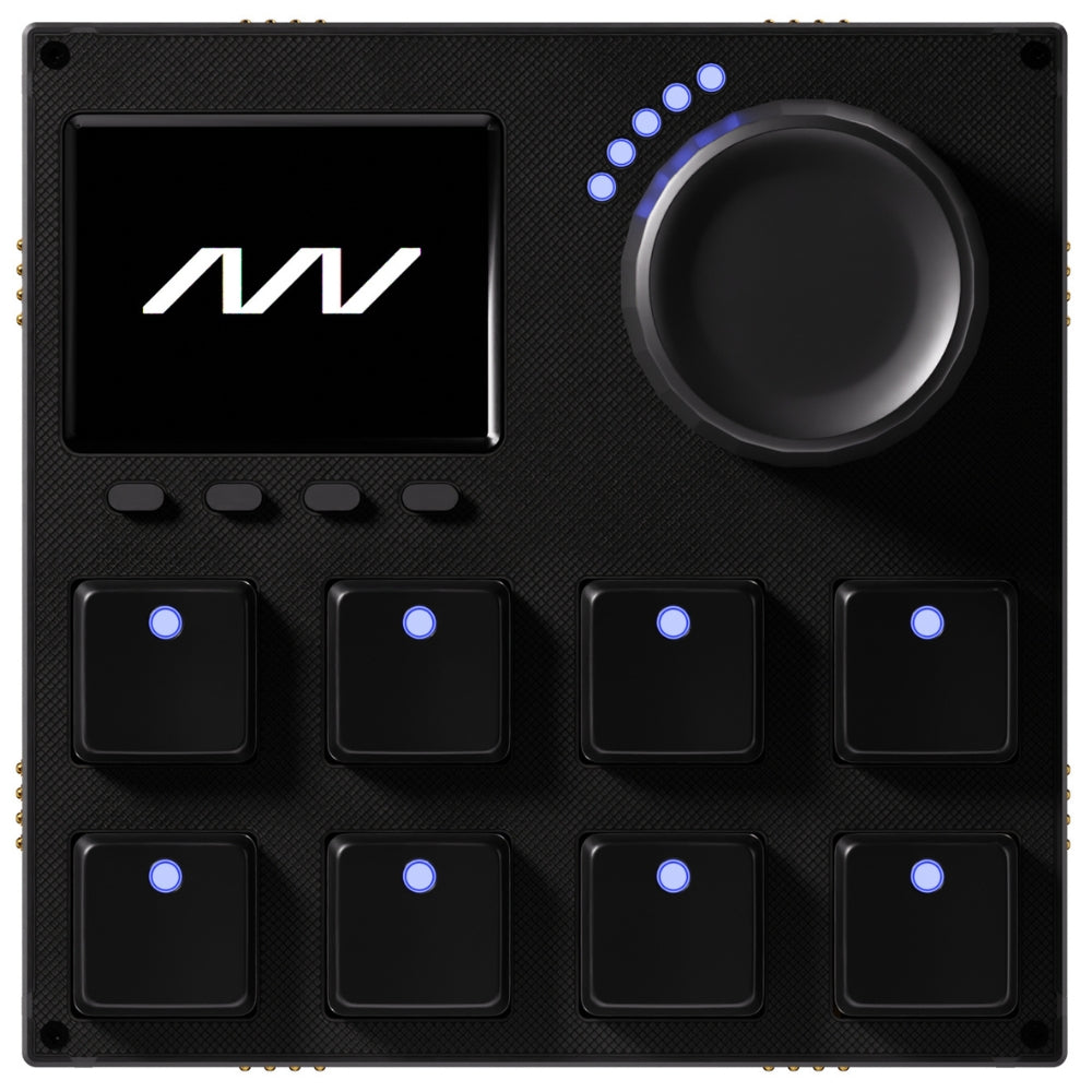 Intech Studio VSN1 Series 3 MIDI controller with knobs, pads, and sliders for music production.