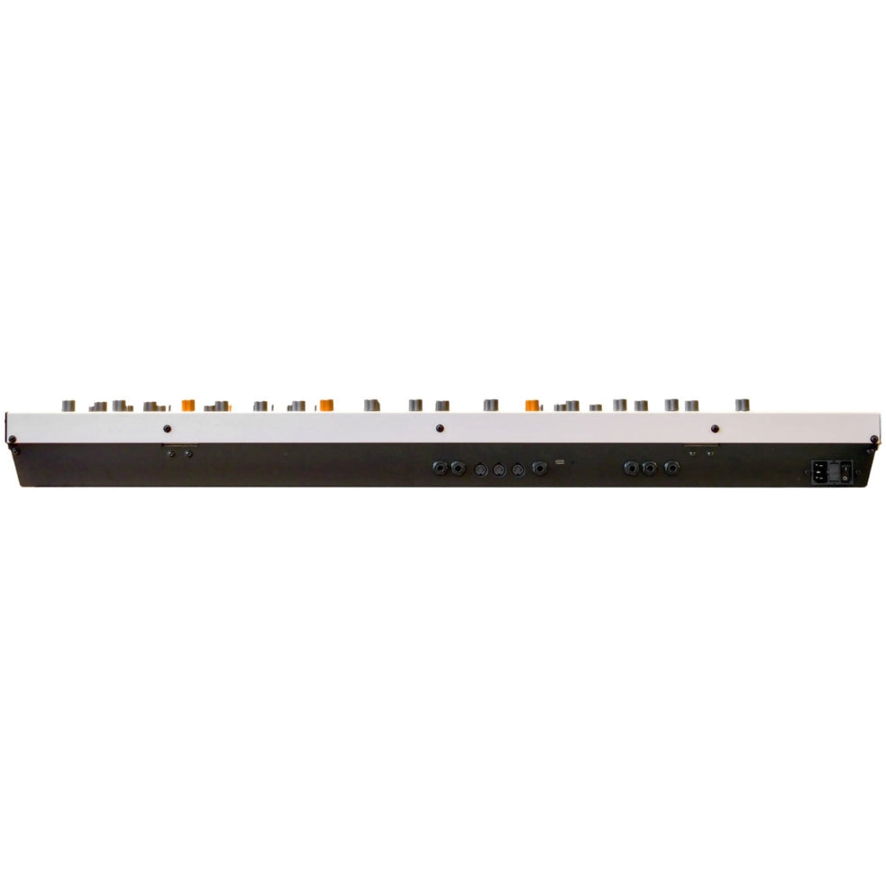 Frap Tools Magnolia keyboard synthesizer with a sleek black design and control knobs, used for music production and sound design.