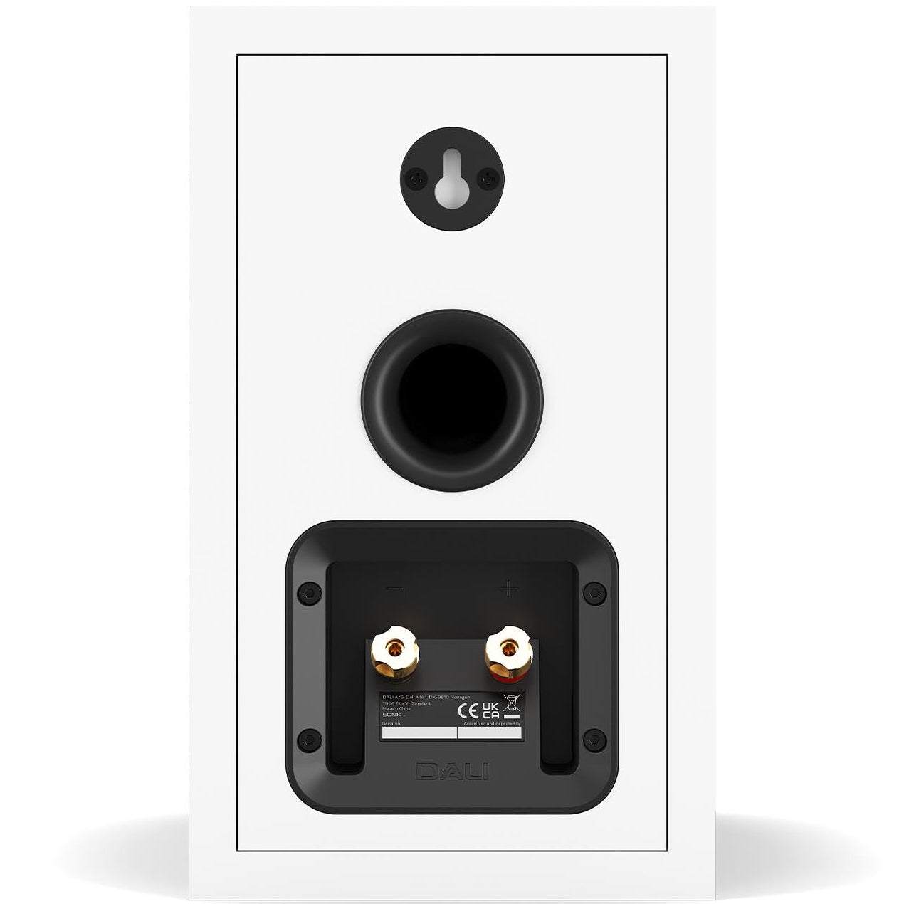 DALI Sonik 1 passive bookshelf speakers showing sleek black design with compact size and front grille for high-quality audio.