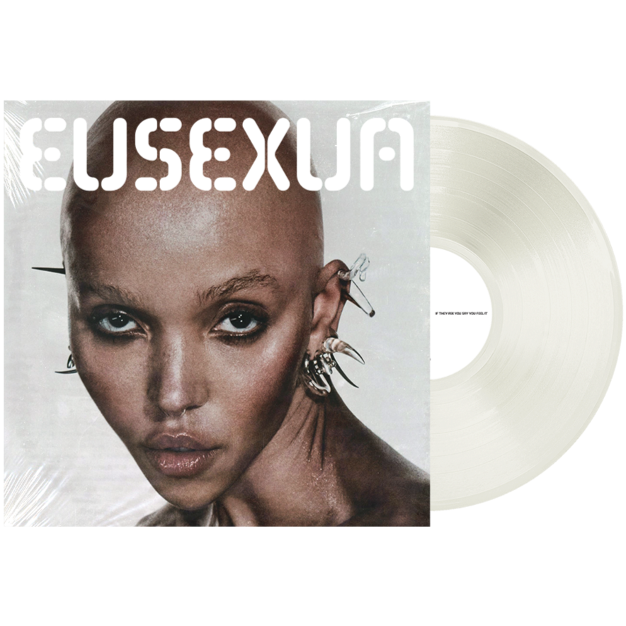 Young FKA Twigs Eusexua vinyl LP with milky clear record, featuring rock, indie, and pop music artwork.