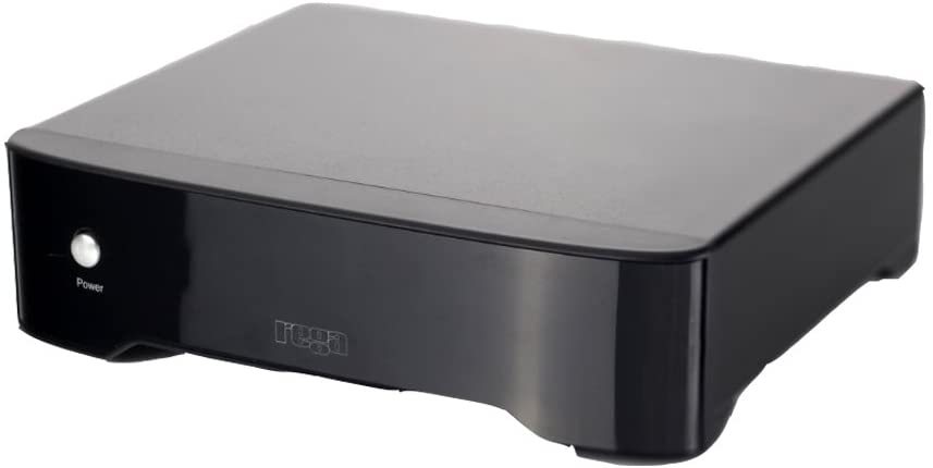Rega Fono MM phono preamp with silver finish, compact design, and input/output ports for connecting turntables to audio systems.