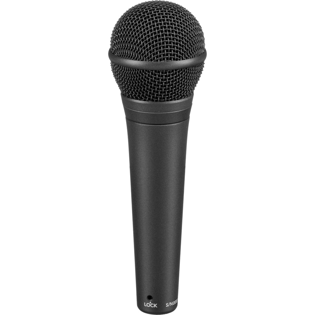 Rode M1 dynamic microphone with a black body and grille, ideal for live vocals and studio recording.
