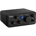Fender AudioBox GO USB audio interface with input jacks and controls, compact black design for music recording and streaming.