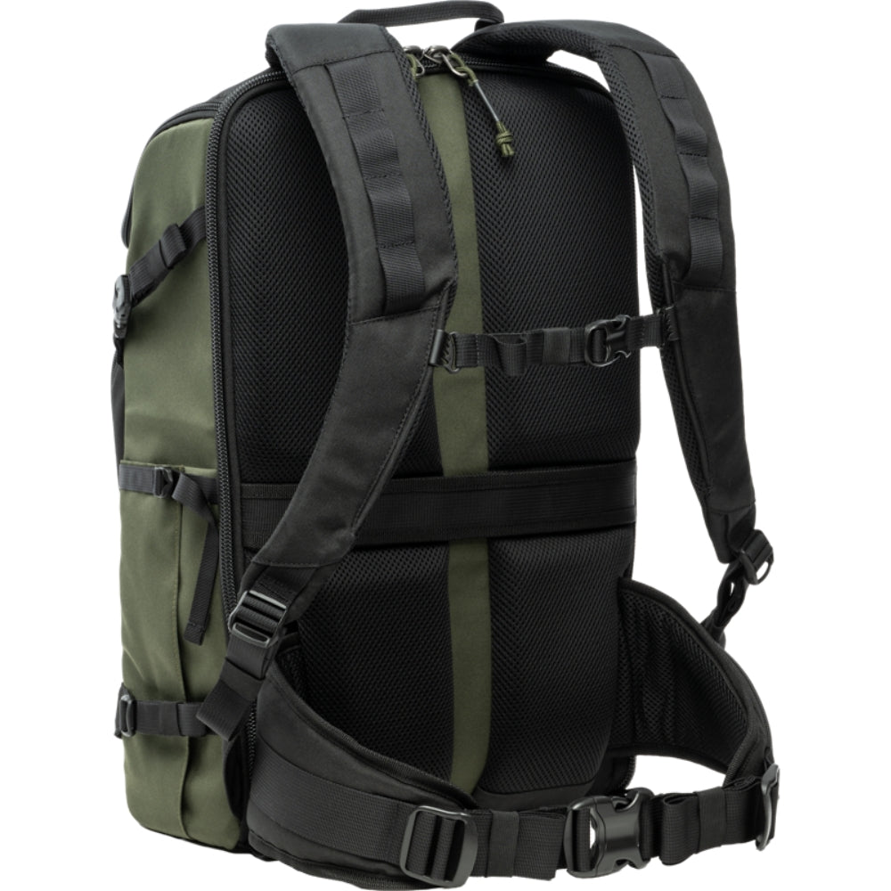 Think Tank DarkLight video equipment bag showing padded compartments and durable black exterior for professional gear storage.