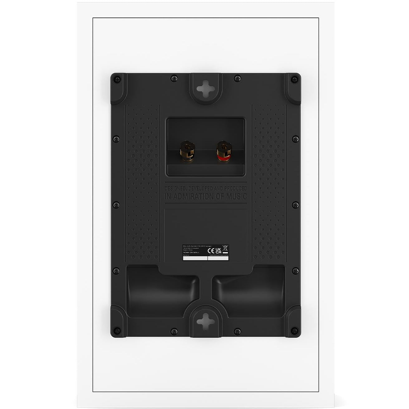 DALI Sonik On-Wall in-wall outdoor speaker with sleek black grille and modern design for outdoor audio installation