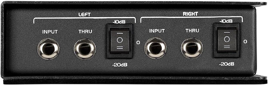 Samson MD2 Pro DI box with XLR and 1/4-inch inputs and outputs, used for audio signal conversion and professional sound setup