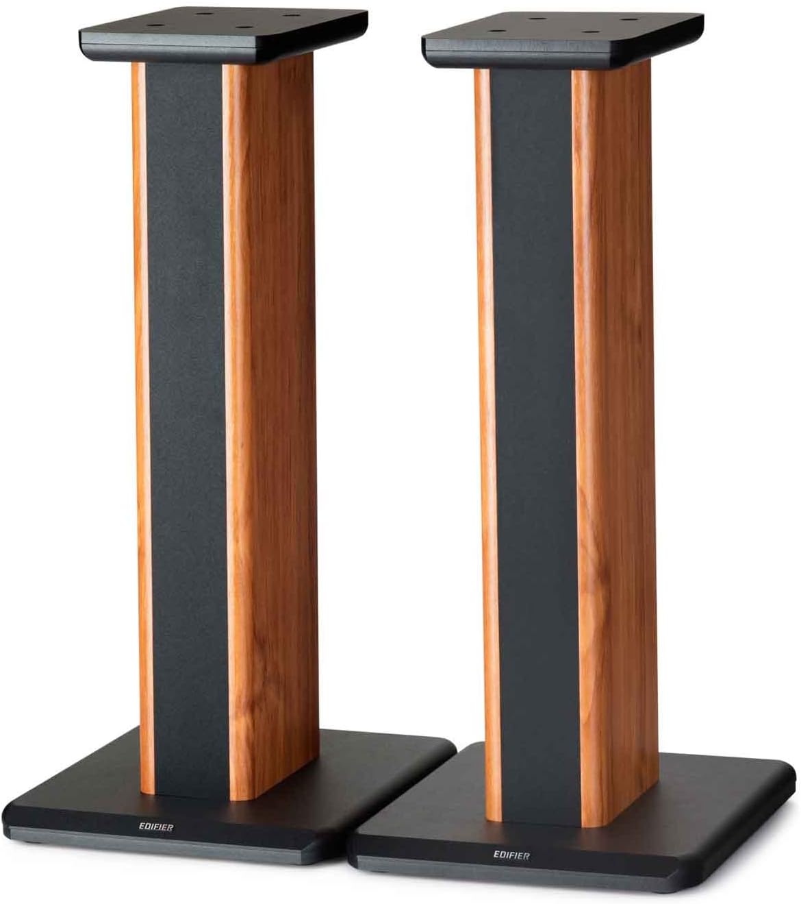 Edifier SS02 studio monitor speaker stands with adjustable height and sturdy black metal construction for optimal audio positioning.