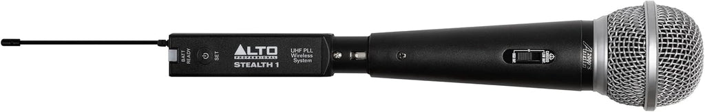 Alto Professional Stealth 1 wireless microphone system with handheld microphone and receiver unit for professional audio use.