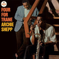 Black vinyl LP of Archie Shepp's Four for Trane jazz album by Verve Records, featuring cover art with black background and vintage design