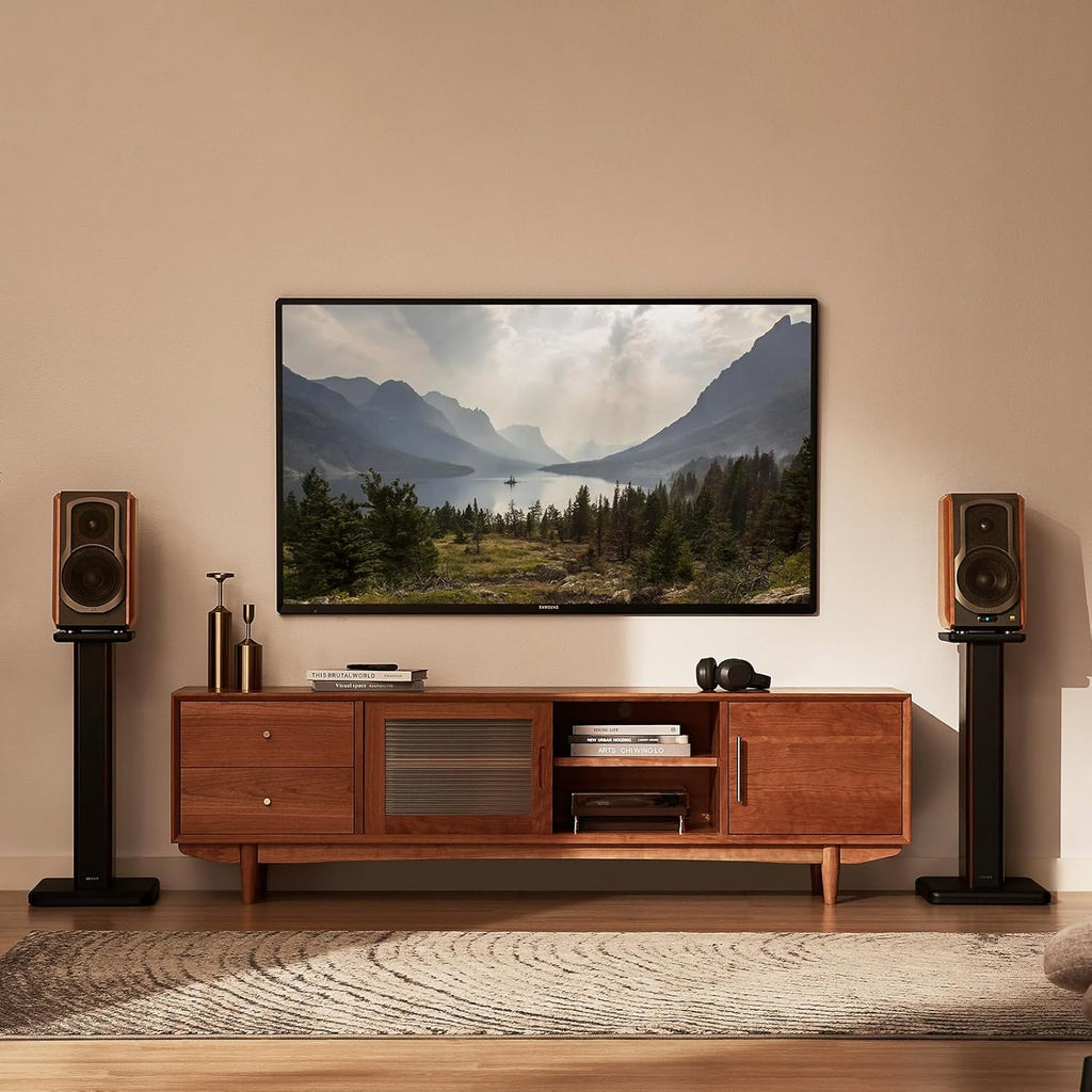 Edifier SS02 studio monitor speaker stands with adjustable height and sturdy design for optimal audio positioning.