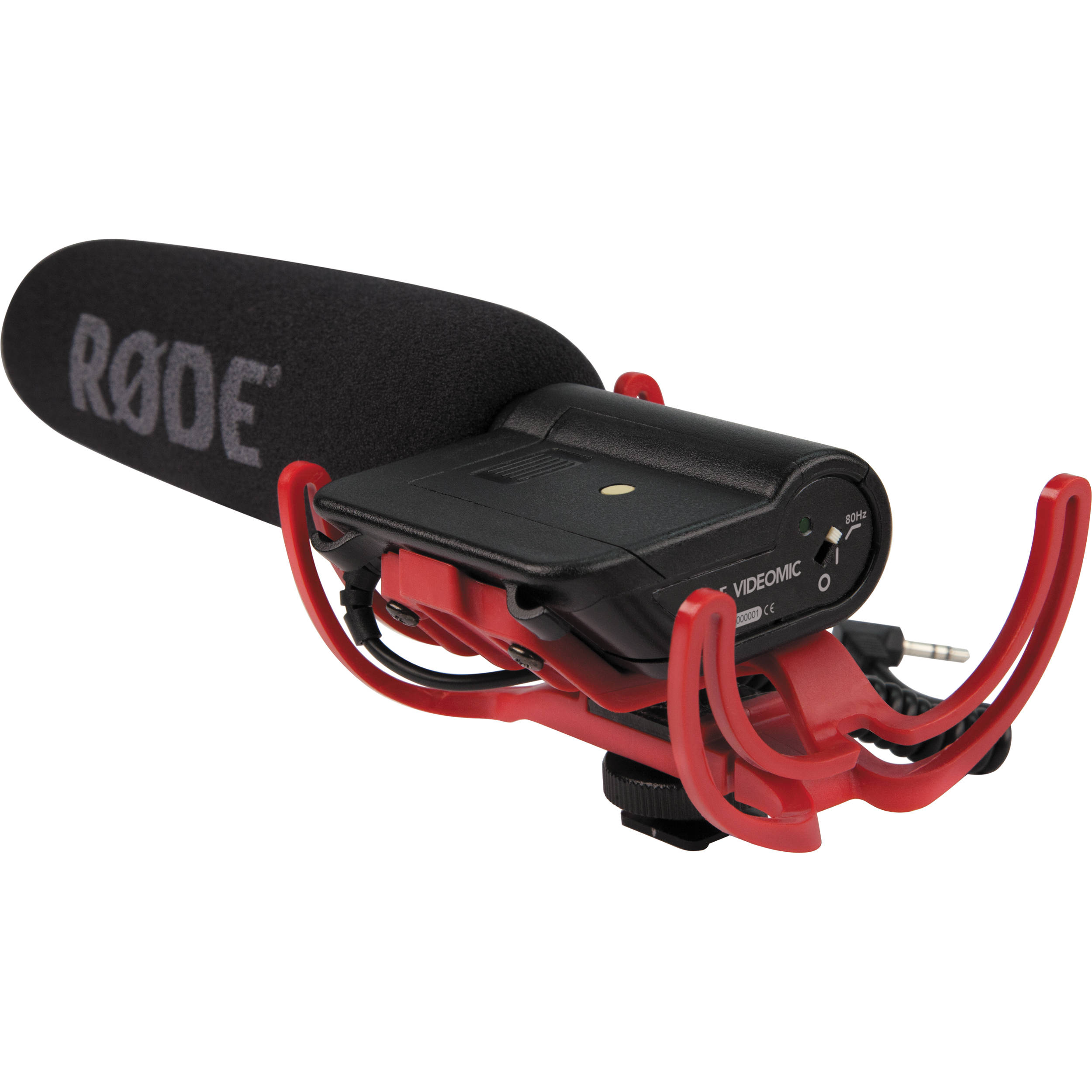 Rode VideoMic Rycote camera microphone with shock mount and windscreen for improved audio recording.