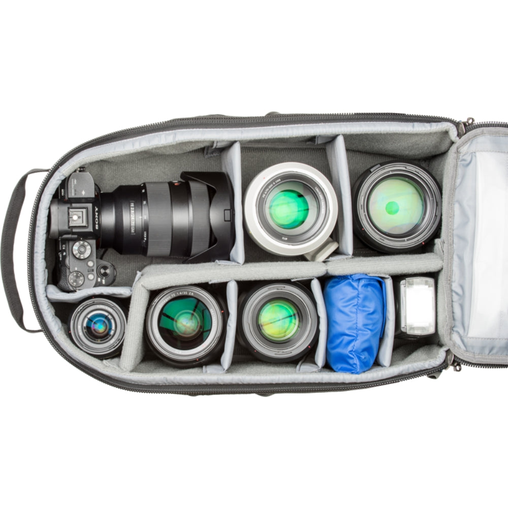 Think Tank StreetWalker Pro V2.0 video equipment bag with multiple compartments and padded straps for professional videographers.