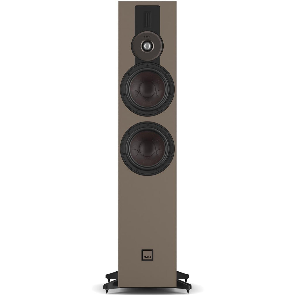 DALI Sonik 7 passive floorstanding speakers with sleek black finish and multiple drivers for high-quality audio.