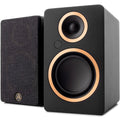 Argon Audio Fenris A4 active bookshelf speakers with black finish, featuring sleek design and dual drivers for high-quality sound.