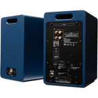 Argon Audio Forte A4 WiFi active bookshelf speakers shown in black with front grille and control buttons visible.