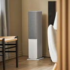 Argon Audio Forte A55 WiFi floorstanding speakers with sleek white finish and modern design, showcasing the front view.