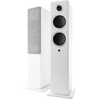 Argon Audio Forte A55 WiFi floorstanding speakers with white finish, tall design, and sleek modern appearance.