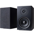 Argon Audio Forus 4 passive bookshelf speakers with black finish, showcasing sleek design and compact size.