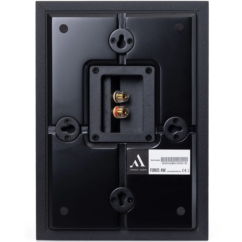 Argon Audio Forus 4 wall-mounted outdoor speaker with black weather-resistant enclosure and sleek design.