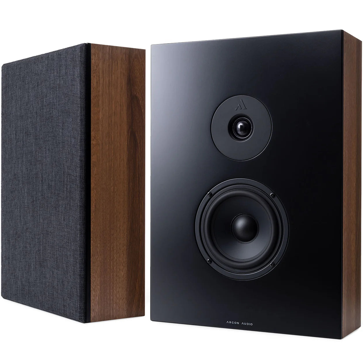 Argon Audio Forus 5 wall-mounted in-wall and outdoor speaker, black with sleek design, suitable for outdoor or indoor audio setup.