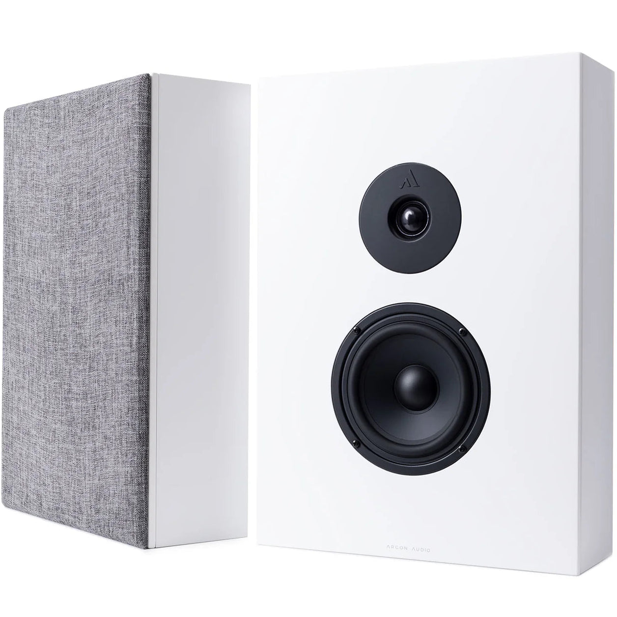 Argon Audio Forus 5 wall-mounted in-wall and outdoor speakers, white finish, with visible grille and mounting brackets.
