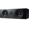 Argon Audio Forus Center speaker in black, showcasing its front grille and sleek design for home theater audio systems.