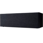 Argon Audio Forus Center speaker in black, showing the sleek front grille and compact design for home theater setups.