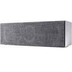 Argon Audio Forus Center speaker in white, showcasing its sleek design and front grille for home theater audio setup.
