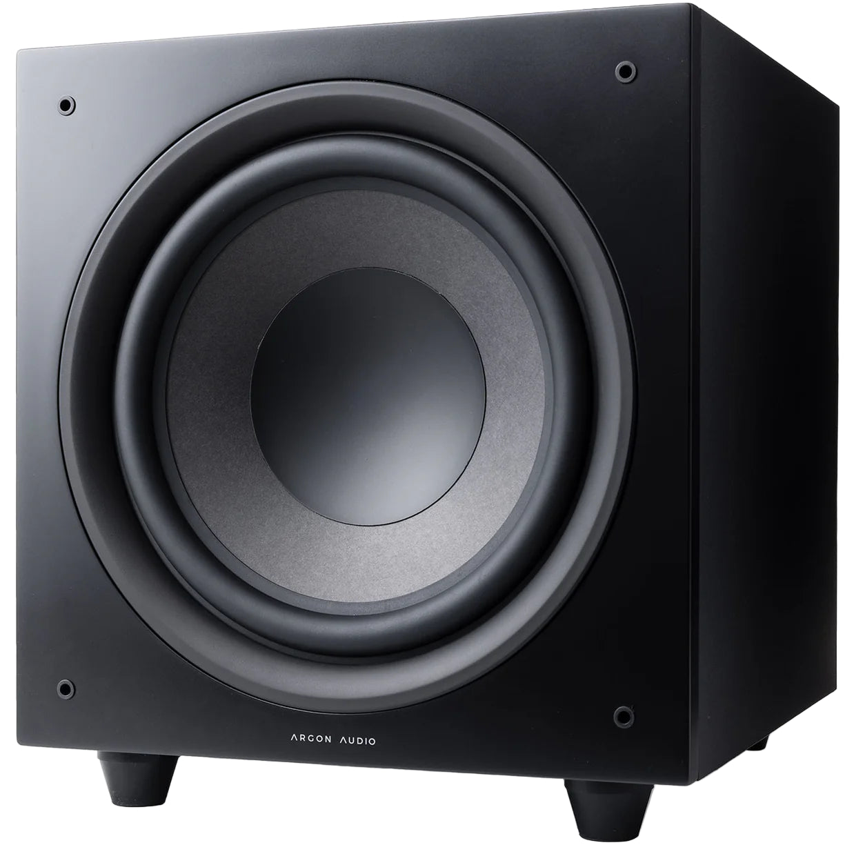 Black Argon Audio Malmö Sub 10 subwoofer with sleek design and compact size, perfect for enhancing home audio systems.