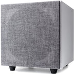 White Argon Audio Malmö Sub 10 subwoofer with sleek design and front-facing speaker grille.