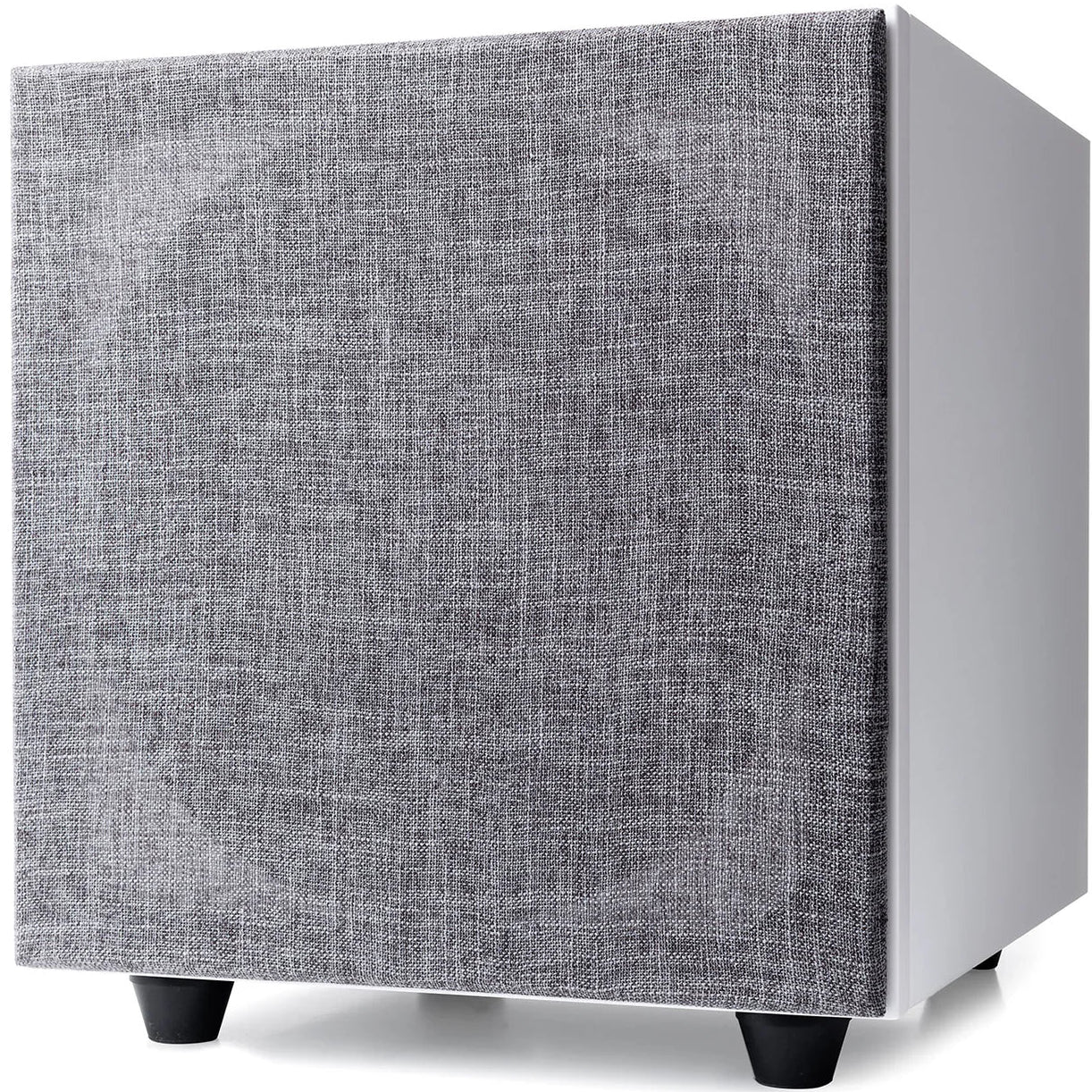 White Argon Audio Malmö Sub 10 subwoofer with sleek design and front-facing speaker grille.