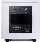 White Argon Audio Malmö Sub 10 subwoofer with sleek design and front-facing port, perfect for enhancing home audio systems.