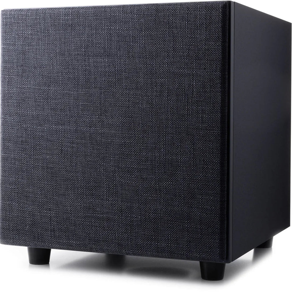 Black Argon Audio Malmö Sub 6 subwoofer with sleek design and front-facing speaker grille for enhanced bass performance.