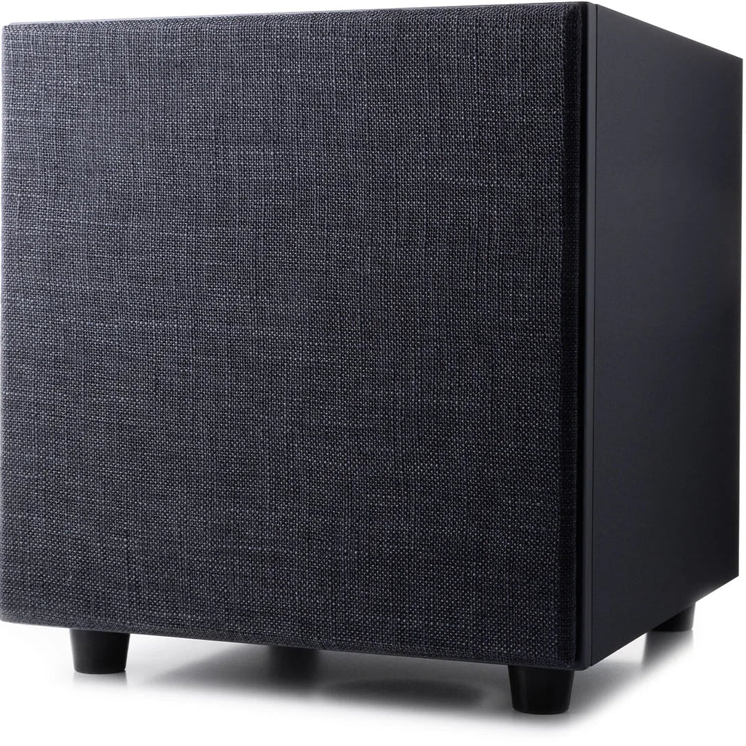 Black Argon Audio Malmö Sub 6 subwoofer with sleek design and front-facing speaker grille for enhanced bass performance.