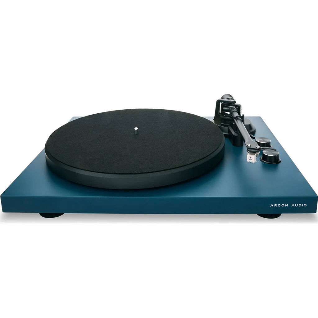 Argon Audio TT MK2 turntable with black finish, featuring tonearm and platter, ideal for vinyl record playback.