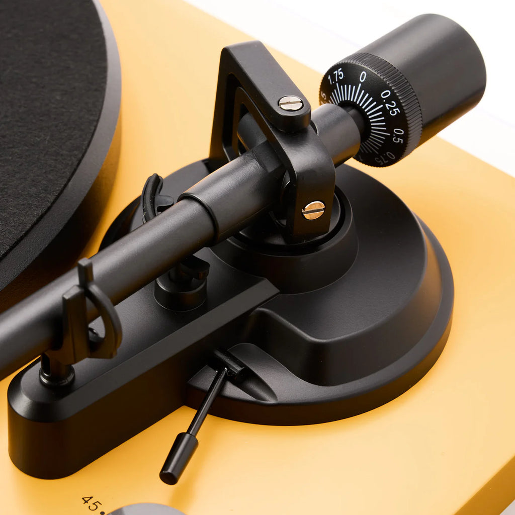 Argon Audio TT MK2 turntable with sleek design, black finish, and tonearm visible on a wooden surface.